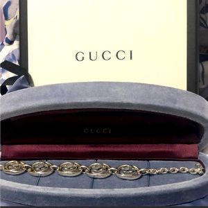 New Gucci Brit G Logo Bracelet 925 Sterling Silver